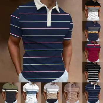 Мужская рубашка Рубашка для гольфа Ретро Цветовой контраст На открытом воздухе Уличный с короткими рукавами С принтом Одежда Модельер Повседневный Дышащий XXXL