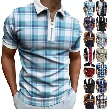 Мужская рубашка Рубашка для гольфа Ретро Цветовой контраст На открытом воздухе Уличный с короткими рукавами С принтом Одежда Модельер Повседневный Дышащий XXL коричневый