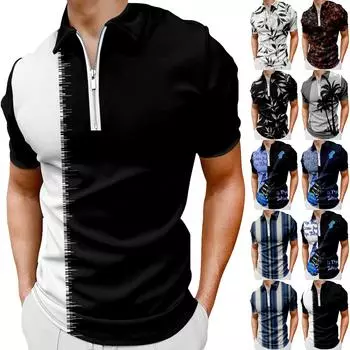 Мужская рубашка Рубашка для гольфа Ретро Цветовой контраст На открытом воздухе Уличный с короткими рукавами С принтом Одежда Модельер Повседневный Дышащий XXXL коричневый