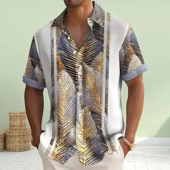 Мужская рубашка с 3D-принтом и узорами из деревьев, рубашка на пуговицах, повседневная рубашка, летняя рубашка с коротким рукавом, повседневная одежда для отпуска XS синий