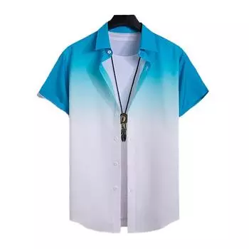 Мужская рубашка с 3D принтом тай-дай, рубашка на пуговицах, повседневная рубашка, летняя рубашка с короткими рукавами, повседневная одежда для отпуска XS синий