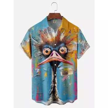 Мужская рубашка с абстрактным рисунком животных из мультфильмов, 3D-принт, быстросохнущие топы с короткими рукавами, летняя повседневная мужская одежда, рубашки уличной моды M