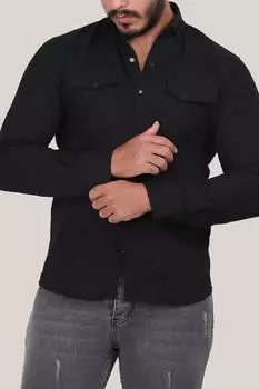 Мужская рубашка с длинным рукавом и карманами