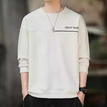 Мужская рубашка с длинным рукавом и круглым вырезом, пуловер больших размеров, пуловер с буквенным принтом XXXXL