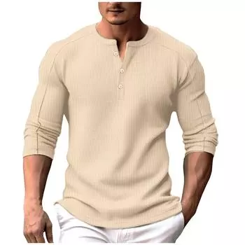 Мужская рубашка с длинным рукавом и круглым вырезом на пуговицах, мужская повседневная модная однотонная рубашка M белый