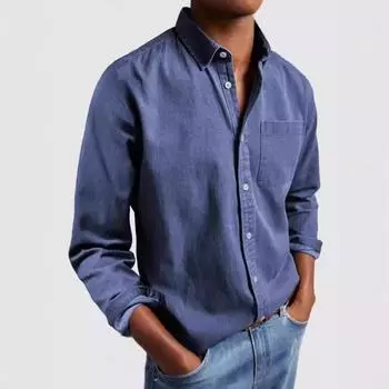 Мужская рубашка с длинным рукавом и лацканами больших размеров, однотонная, винтажная 4XL армия зеленый