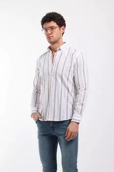 Мужская рубашка с длинным рукавом и прямым узором, норка