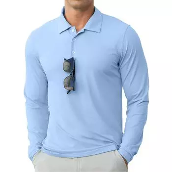 Мужская рубашка с длинным рукавом из мягкого хлопка и воротником L небесно-голубой