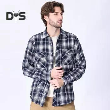 Мужская рубашка с длинным рукавом, клетчатый топ с лацканами, свободный крой, повседневное фланелевое пальто для весны, осени, офиса, вечеринки, отпуска, дома, свидания XL белый