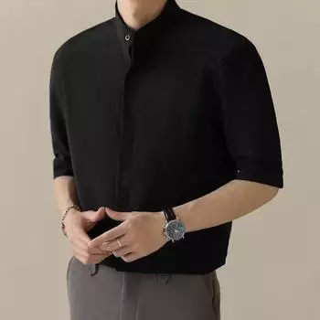 Мужская рубашка с длинным рукавом, модный мужской бренд, стиль весна-осень, для бизнеса и отдыха, не требует глажки, однотонная, рубашка из чистого хлопка M белый