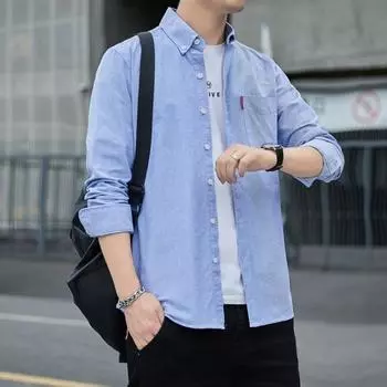 Мужская рубашка с длинным рукавом, облегающая, деловая, повседневная M белый