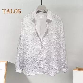 Мужская рубашка с длинным рукавом, однотонная, пушистая, с кисточками, кардиган на пуговицах, средней длины, обычная посадка, уличная, клубная рубашка для повседневной носки, вечеринок, путешествий M белый