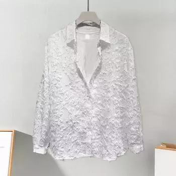 Мужская рубашка с длинным рукавом, однотонный кардиган с пушистыми кисточками и застежкой на пуговицы, средняя длина M белый