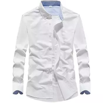 Мужская рубашка с длинным рукавом, осенняя полосатая рубашка, молодежная свободная повседневная мужская рубашка XXXL белый