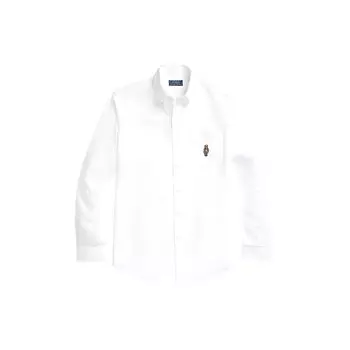 Мужская рубашка с длинным рукавом Polo Ralph Lauren SS24, вышивка Мишка , заостренный воротник, застежка на пуговицы, белая, MNPOWOV16823488-100 M