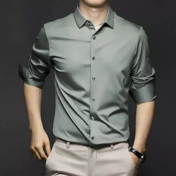 Мужская рубашка с длинным рукавом, смокинг с лацканами, приталенный однотонный костюм на пуговицах, дышащая деловая рубашка, топ для свадебной вечеринки M чёрный