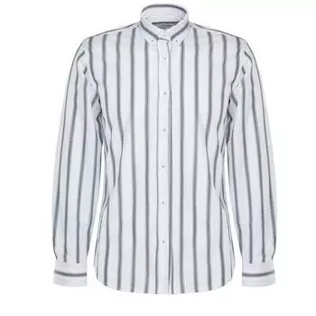 Мужская рубашка с длинным рукавом в вертикальную полоску, зеленая