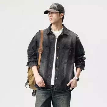 Мужская рубашка с длинными рукавами American Tooling Jacket, джинсовая куртка в стиле ретро Fried Sand And Pulp M чёрный