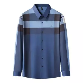 Мужская рубашка с длинными рукавами и лацканами, осенняя, новая, в полоску, для среднего возраста, модная, повседневная, топ M
