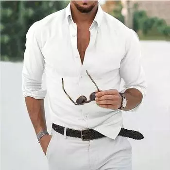 Мужская рубашка с длинными рукавами и однотонными лацканами, повседневные мужские рубашки на пуговицах, весенне-осенние рубашки S серый