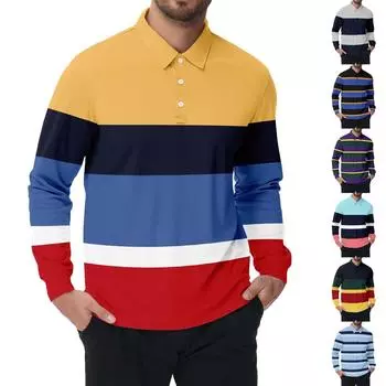 Мужская рубашка с длинными рукавами и тремя пуговицами на лацканах XXXL