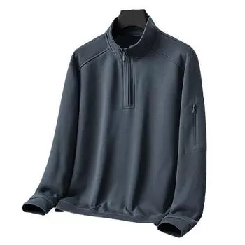 Мужская рубашка с длинными рукавами и воротником-стойкой на молнии, весна-осень, новый тренд L