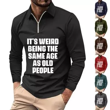 Мужская рубашка с длинными рукавами и воротником-молнией, модный и повседневный топ с лацканами L чёрный