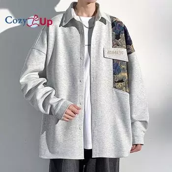 Мужская рубашка с длинными рукавами и вышивкой Bear Stitching M светло-серый