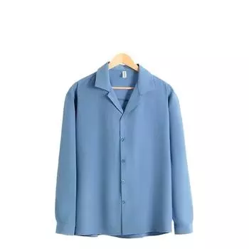 Мужская рубашка с длинными рукавами, однотонная рубашка, мужская приталенная рубашка большого размера, куртка S чёрный