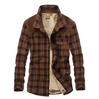 Мужская рубашка с длинными рукавами, осенне-зимняя флисовая утолщенная терморубашка M