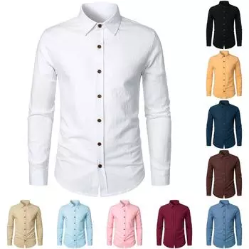 Мужская рубашка с длинными рукавами, повседневная однотонная рубашка в сочетании с рубашкой L хаки