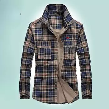 Мужская рубашка с длинными рукавами, свободная клетчатая рубашка большого размера из чистого хлопка, мужская одежда большого размера M красный