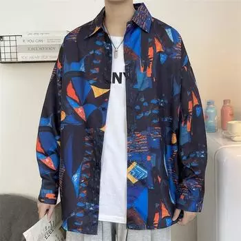 Мужская рубашка с драпировкой и не требующая глажки, с оборками и красивым цветочным принтом, мужская рубашка с коротким рукавом, новая летняя пляжная повседневная рубашка M чёрный