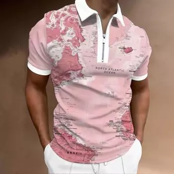 Мужская рубашка с камуфляжным принтом, с капюшоном, с коротким рукавом, повседневная для весны и лета L розовый