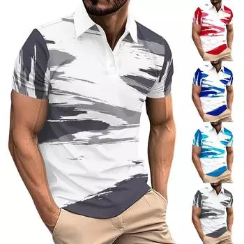 Мужская рубашка с коротким рукавом и лацканами с весенним принтом, мужская повседневная модная рубашка L