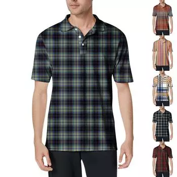 Мужская рубашка с коротким рукавом и полосатым принтом из мягкого хлопкового воротника, влагоотводящая рубашка L верблюд