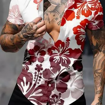 Мужская рубашка с коротким рукавом, напечатанная цифровым способом S