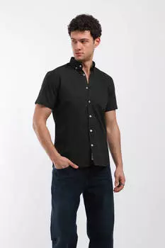 Мужская рубашка с коротким рукавом с карманом, зеленая