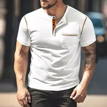 Мужская рубашка с коротким рукавом в тон цвета M белый