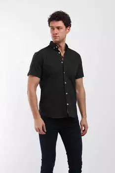 Мужская рубашка с коротким рукавом зеленая