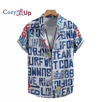 Мужская рубашка с короткими рукавами и принтом в виде кокосовой пальмы, рубашка для мужчин, повседневная модная летняя рубашка S синий