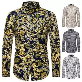 Мужская рубашка с красочным принтом, привлекательная мягкая весенняя рубашка для вечеринок 3XL белый