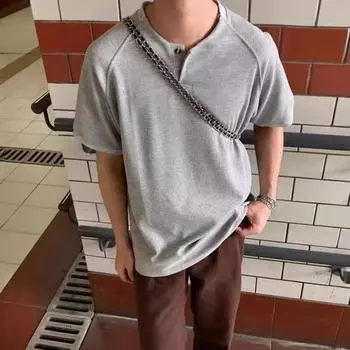 Мужская рубашка с круглым вырезом, пуговицами, полузастежкой, коротким рукавом, свободным кроем, вафельной текстурой, повседневная футболка для дома, спортзала, уличная одежда XL серый