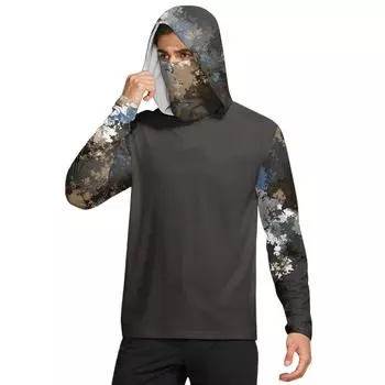 Мужская рубашка с маской Легкая с длинным рукавом Капюшон Для пеших прогулок Рыбалки Для выступлений L коричневый