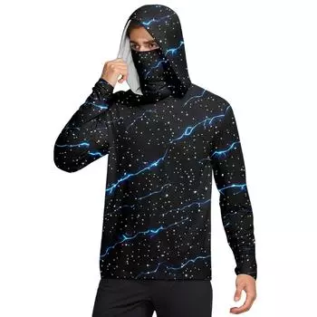 Мужская рубашка с маской Легкая с длинным рукавом Капюшон Для пеших прогулок Рыбалки Для выступлений M