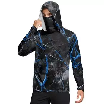 Мужская рубашка с маской Легкая с длинным рукавом Капюшон Для пеших прогулок Рыбалки Для выступлений L чёрный