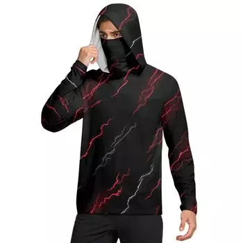 Мужская рубашка с маской Легкая с длинным рукавом Капюшон Для пеших прогулок Рыбалки Для выступлений L чёрный