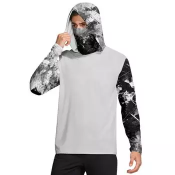 Мужская рубашка с маской Легкая с длинным рукавом Капюшон Для пеших прогулок Рыбалки Для выступлений L чёрный