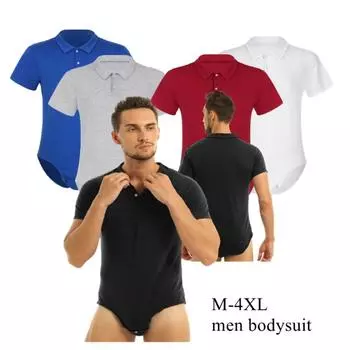 Мужская рубашка с отложным воротником и короткими рукавами, рубашка с промежностью, топы, пижамы, боди, комбинезон, мужское нижнее белье M чёрный