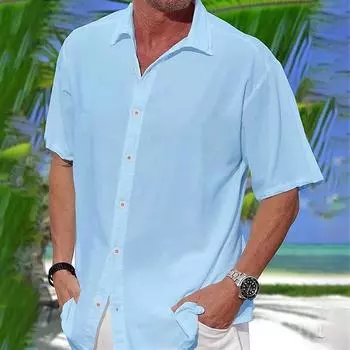 Мужская рубашка с принтом 3D Blue Sky, рубашка на пуговицах, повседневная рубашка, летняя рубашка с короткими рукавами, повседневная одежда для отпуска, модная повседневная и удобная одежда XS синий